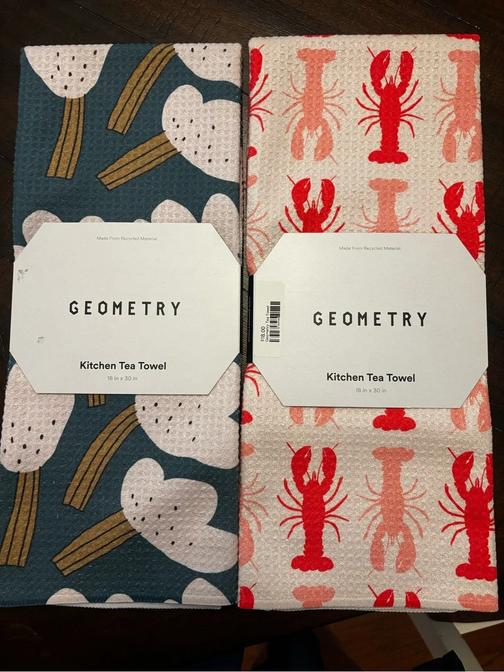 Two (2) Geometry Tea Towels- New